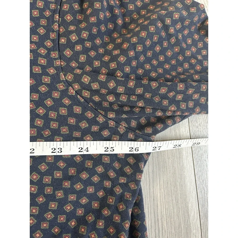 Polo Ralph Lauren Button Down LS Geometric Design Navy‎ Polo Shirt - XXL Used
